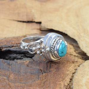 Tendencia 925 plata esterlina turquesa piedra preciosa anillo joyería hecha a mano plata estilo bohemio anillo joyería para mujeres regalo para niñas - Product Image 3