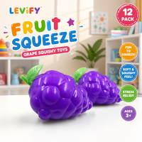 Jouet Squishy Raisin Violet, Anti-stress à Remontée Lente, Balle Souple à Presser, Jouet Fidget Texturé pour Enfants et Adultes