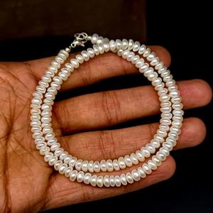 Collier de perles baroques véritables avec fermoir en argent 925, collier de perles lisses rondes, collier de perles de pierres précieuses. - Product Image 6