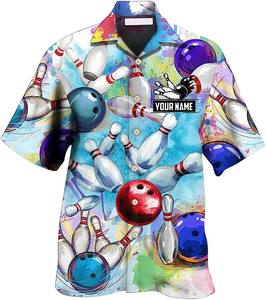 Camisa de Bolos Personalizable para Hombre con Gráficos Vibrantes de Impresión Completa, Cuello Campana y Ligera que Absorbe la Humedad - Product Image 2