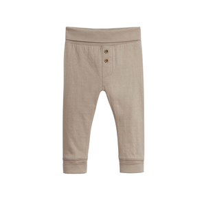 Leggings doux pour bébé, tissu extensible, ajustement confortable, port quotidien, taille élastique avec détail boutonné pour bébés et tout-petits - Product Image 2