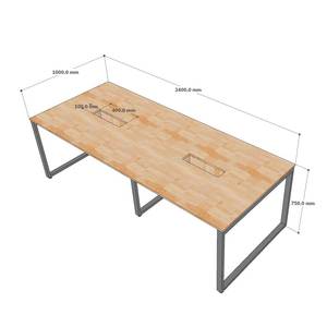 Mesa de Conferencia Rectangular de Madera de Caucho con Patas de Hierro 240x100cm Diseño Minimalista MDF HBRT096 - Product Image 5