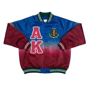 Chaqueta Universitaria de Satén Alpha Kapa Alpha AKA, Chaqueta Bomber Rosa Verde de Hermandad Griega, Chaqueta Universitaria Bordada Personalizada para Mujer - Product Image 5