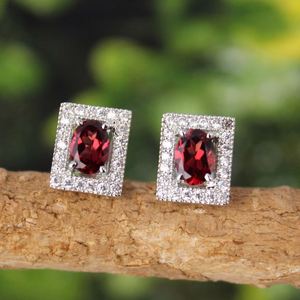 ต่างหูโกเมนรูปวงรีทำมือคลาสสิกสำหรับผู้หญิงต่างหู925เงินสเตอร์ลิงชุบทองสำหรับเป็นของขวัญในงานเลี้ยง - Product Image 1