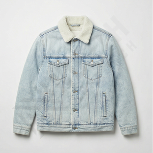 Veste en jean réversible à manches longues pour homme, coupe ajustée décontractée, de bonne qualité, élégante, mode d'hiver, vêtement d'extérieur durable, devant - Product Image 1