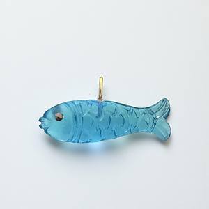 Blue Topaz Charms Handmade Fish Carved 5mm Loop Gold Plated 925 Silver Charm Blue Topaz <b>Pendants</b> Wholesale Suppliers - Product Image 1