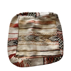 Pouf carré artisanal à motif géométrique abstrait en jute, style bohème, coussin décoratif pour salon - Product Image 4