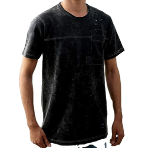 Men Acid Wash Oversized T-Shirt Retro Streetwear Loose Fit Hip Hop 100% Cotton Blank Tee Vintage Casual Summer Outfit Top - Product Image 1