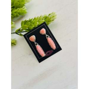Boucles d'oreilles pendantes en argent sterling et coquillage rose du sud-ouest avec améthyste, diamant, quartz et perle pour mariage, fête ou cadeau - Product Image 4
