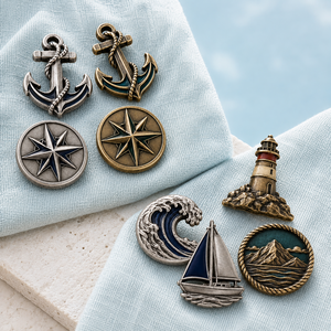 Badges et épingles nautiques personnalisés en métal, laiton antique, argent, émail 3D en relief, vente en gros - Product Image 2