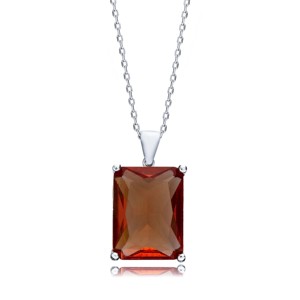 Collar con Colgante de Sultanita Rectangular de 16x20 mm, Plata de Ley 925, Joyería Fina al por Mayor, Hecho a Mano en Turquía - Product Image 3