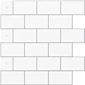 10-Pack Premium Anti-Moho Peel Stick Blanco 12 "x 12" Azulejos Premium Backsplash Premium 10-Pack Anti-Moho Peel Azulejos - Product Image 1