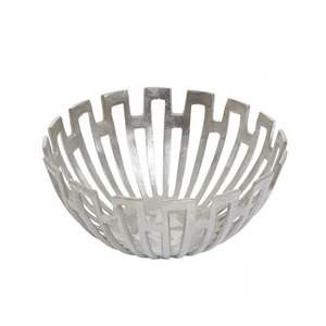 Frutero de Metal moderno, cuenco plateado con forma redonda de trabajo elegante, cuenco para servir con decoración moderna de Metal plateado para el hogar, recién llegado - Product Image 1