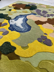 พรมปูพื้นขนปุยหญ้าหลากสีขนาดใหญ่หลากสีสำหรับฤดูใบไม้ผลิ3D พรมขนนุ่มพรมขนแกะสำหรับบ้านรูปทรงที่ไม่สม่ำเสมอสำหรับคอทเทจ - Product Image 5