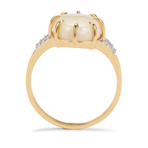 Bague en or 9 carats avec opale de Coober Pedy et zircon blanc taille ovale, plaqué rhodium, 3,63 carats - Product Image 3