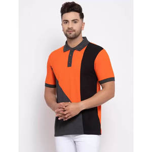 เสื้อยืดโปโลสำหรับผู้ชาย, เสื้อยืดผ้าทอสีตัดกันปักลายสำหรับใส่ในออฟฟิศแบบลำลอง - Product Image 3