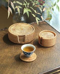 ชุดถาดรองแก้วหวายหวายดีไซน์ทันสมัยดูหรูหราสำหรับบ้านโรงแรมโต๊ะรถไฟเหาะหวาย - Product Image 4