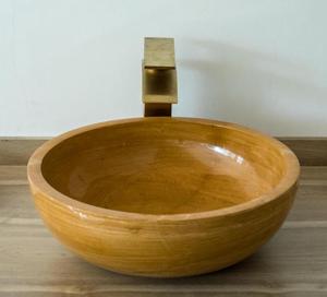 Lavabo de mesa de mármol para tocador de baño, fregadero de encimera de diseñador, lavabo de encimera pulido, fregadero de recipiente minimalista - Product Image 2