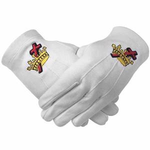 Guantes de Algodón Blanco con Bordado de Hoja de Acacia Masónica (2 Pares) - Product Image 2