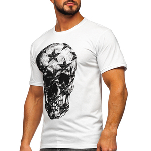 Camiseta de Hombre 100% Algodón Estampada, Blanca, Transpirable, con Serigrafía, Diseño Sólido para Primavera/Verano - Product Image 3
