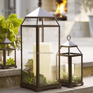 Linterna de vela blanca de metal/vidrio marroquí hecha a mano para el hogar y la boda Festival iluminación decoración linterna colgante - Product Image 6