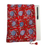 Housse pour ordinateur portable en coton matelassé imprimé au bloc, étui pour MacBook et tablette Pro, housse pour ordinateur portable faite à la main avec fermeture éclair, 12x16 pouces, pour voyage