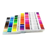 Ensemble de marqueurs double pointe à base d'eau - Ensemble de stylos aquarelle - Stylo de dessin à lignes colorées - Stylo de dessin à pointe souple
