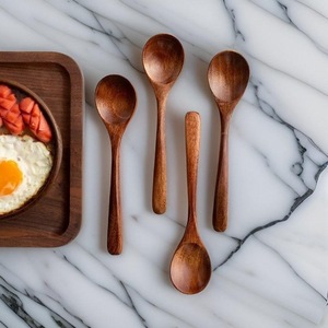 ILAHI's Wooden <b>Spoon</b> Kitchenware Set Eco-Friendly Long Handle <b>Gold</b> Plated Natural Cooking Utensils High Quality - Product Image 2