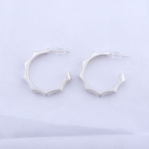 Geometric Trendy Hoops <b>Earring</b> Plain Polished Metal Brass Matte Finish Silver Plated Ear Post <b>Stud</b> Hoops Valuable Fine Jewelry - Product Image 3