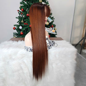 Perruque à frange sans colle en dentelle HD 2x6 de 30 pouces, 100% cheveux humains vietnamiens de luxe, couleur ombrée brun, produits capillaires naturels pour femmes noires - Product Image 2