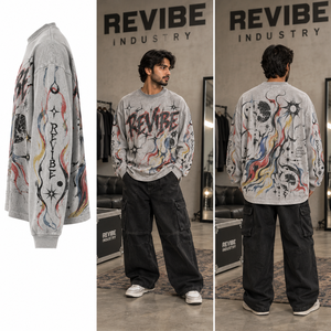 Camiseta de Manga Larga con Estampado Gráfico Extra Grande para Hombre, Algodón Grueso, Lavado Vintage, DTG, Ropa Urbana, Fabricante de Marca Privada OEM - Product Image 2