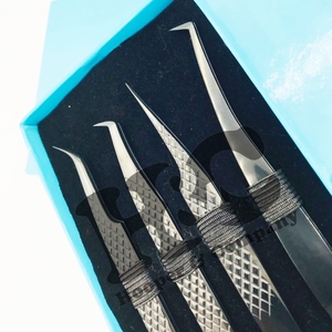 Ensemble de pinces à cils en acier inoxydable de haute qualité étui noir lisse Logo durable pointe pointue Extension de cils pince à épiler vison - Product Image 5