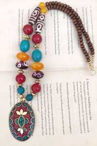 Laq Tibetan Broad Multi Color Bead <b>Long</b> Necklace For Women And Girls Elegant Boho Necklace Ideal For Both Casual & Formal Wear - Product Image 3