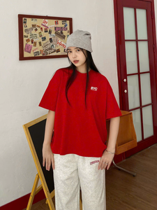 Colección Boxy, colección básica, Camiseta de algodón transpirable para mujeres y hombres, forma de soporte de gran tamaño, bordado corto, gofres de talla grande - Product Image 5