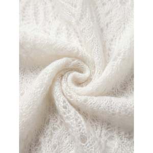 Pull à col roulé en maille ouverte pour femmes, grande taille, manches longues, avec broderie et fermeture éclair - Product Image 5