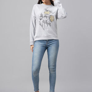 Sweat-shirt en tricot imprimé pour femmes, vêtements de rue d'hiver sur mesure en gros, dernières tendances décontractées, 100% coton, couleurs et tailles personnalisées - Product Image 3