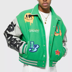 <b>Long</b> 100% Cotton Varsity <b>Jacket</b> College Baseball Design <b>for</b> <b>Men</b> Custom OEM Wholesale Winter Streetwear Front Logo - Product Image 2