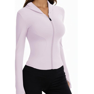 Custom Logo Stand Collar Long Sleeve Yoga <b>Jacket</b> for Women, Breathable <b>Zip</b> <b>up</b> Workout Top for Running, Fitness & Pilates - Product Image 3