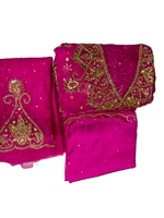 Ensemble de mariée somalien de créateur 3 pièces Garbasar Gogra Dirac en tissu dentelle de qualité supérieure, jacquard tissé à motif uni pour mariage