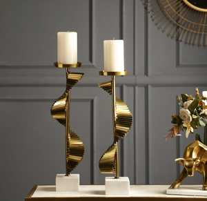 Bougeoir en forme d'étoile en aluminium pour décoration de maison porte-bougie en laiton brut couleur or au design moderne pour décoration de mariage - Product Image 2