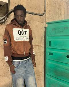 Personalizado desgastado bordado Zip up Sudadera con capucha pantalones de chándal Fabricante femenino Chándal Rhinestone Sun Faded ácido lavado Sweatsuit - Product Image 6