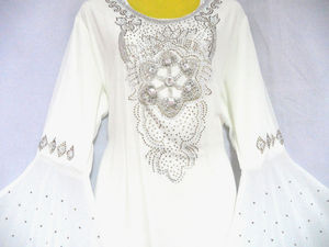 Abaya สีขาวกับลูกปัดทำงานขายดีในตะวันออกกลาง - Product Image 1
