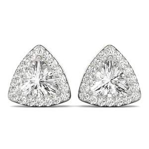 Pendientes de tuerca con halo de moissanita talla trillón en plata de ley y oro estilo punk para mujer - Product Image 1