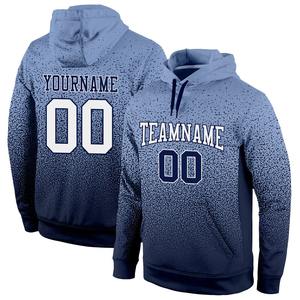 Custom Stitched Powder Blue <b>White</b>-Navy Fade Sports Pullover Sweatshirt <b>Hoodie</b> Wholesale Dropship Made Polyester/Cotton Winter - Product Image 1