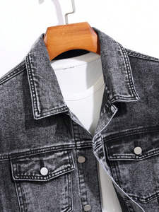 Veste en jean décontractée pour homme, modèle 2026, la plus vendue, haute qualité, confortable, style vintage délavé, XS, techniques de teinture unie, hiver, ODM, devant XL - Product Image 3