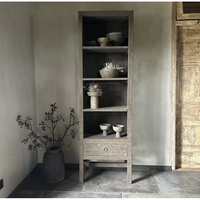 Buffet haut extensible de luxe marron style bois flotté, finition naturelle, avec tiroirs, en bois de manguier, table console pour salle à manger, entrée, salon