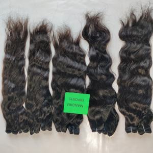 Extensions de cheveux humains vierges indiennes de temple, 100% en gros, pas cher, machine à double trame, naturellement ondulé, noir, fournisseur, Remy - Product Image 4