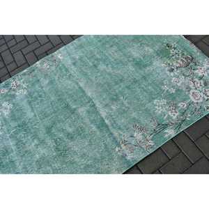 Alfombra vintage de 4.1x6.6 pies, alfombra turca de lana con motivos de plantas y árboles verdes - Product Image 5