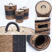 Panier de rangement en plastique recyclé à base de peau de banane naturelle, design circulaire moderne, écologique, avec rayures noires, pour linge et vêtements