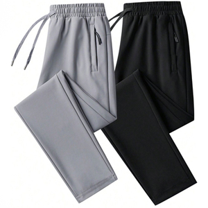 Pantalons de survêtement décontractés pour hommes sur mesure, grande taille, avec impression de logo, 100% coton, respirant et doux, en molleton, taille élastique - Product Image 1